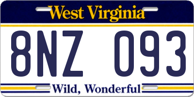 WV license plate 8NZ093