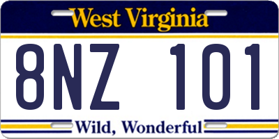 WV license plate 8NZ101