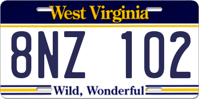WV license plate 8NZ102