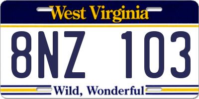WV license plate 8NZ103