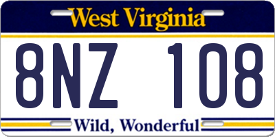 WV license plate 8NZ108