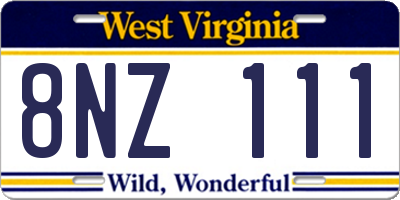 WV license plate 8NZ111