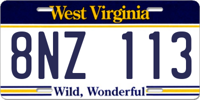 WV license plate 8NZ113