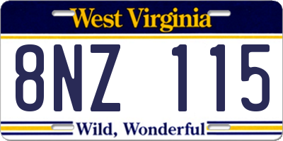 WV license plate 8NZ115