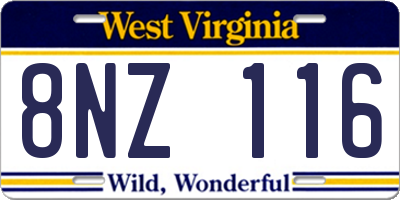 WV license plate 8NZ116