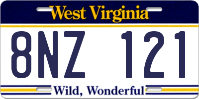WV license plate 8NZ121