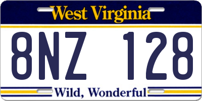 WV license plate 8NZ128