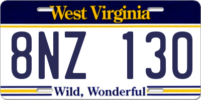 WV license plate 8NZ130