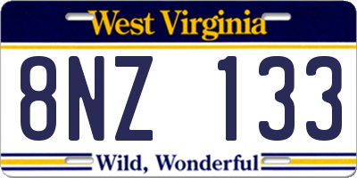 WV license plate 8NZ133