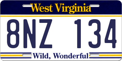 WV license plate 8NZ134