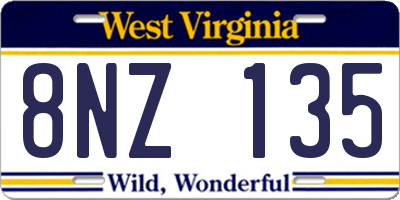 WV license plate 8NZ135