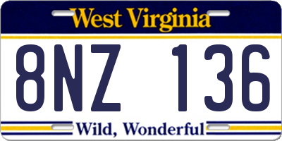 WV license plate 8NZ136