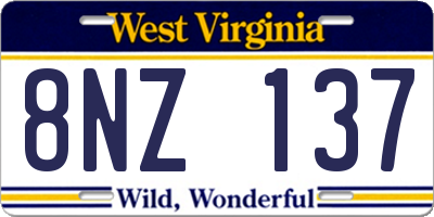 WV license plate 8NZ137