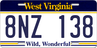 WV license plate 8NZ138