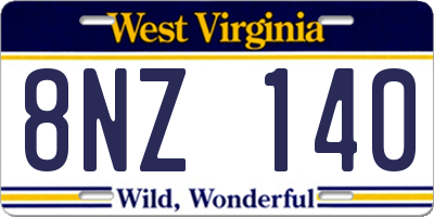 WV license plate 8NZ140