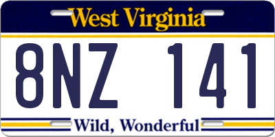 WV license plate 8NZ141
