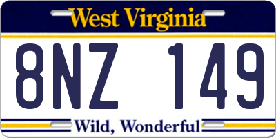 WV license plate 8NZ149