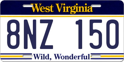 WV license plate 8NZ150
