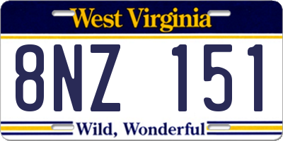 WV license plate 8NZ151