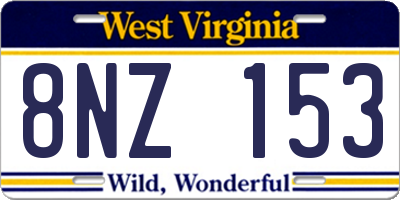 WV license plate 8NZ153
