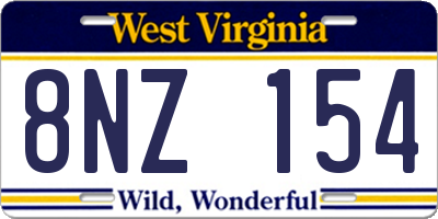 WV license plate 8NZ154