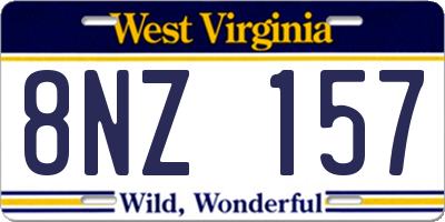 WV license plate 8NZ157