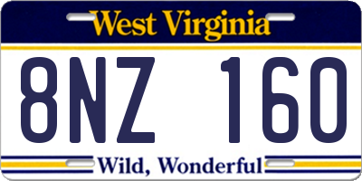 WV license plate 8NZ160