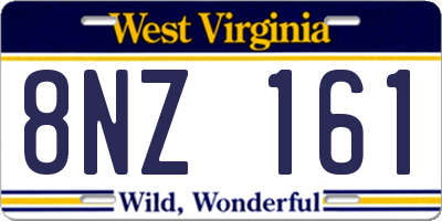 WV license plate 8NZ161