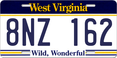 WV license plate 8NZ162