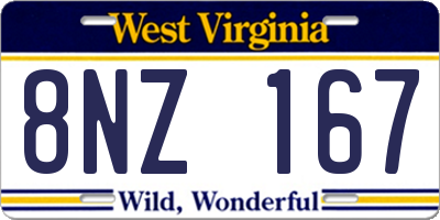 WV license plate 8NZ167