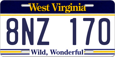 WV license plate 8NZ170