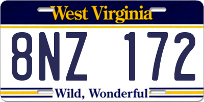 WV license plate 8NZ172