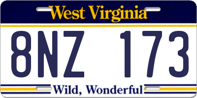 WV license plate 8NZ173