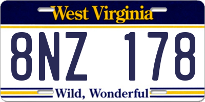 WV license plate 8NZ178