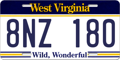 WV license plate 8NZ180