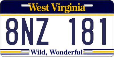 WV license plate 8NZ181