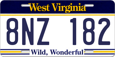 WV license plate 8NZ182