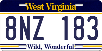 WV license plate 8NZ183