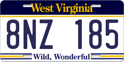 WV license plate 8NZ185