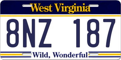 WV license plate 8NZ187