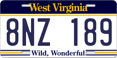 WV license plate 8NZ189