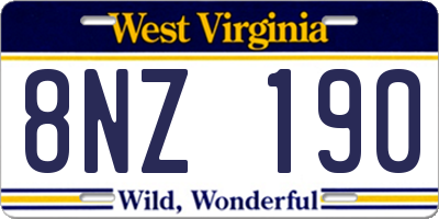 WV license plate 8NZ190