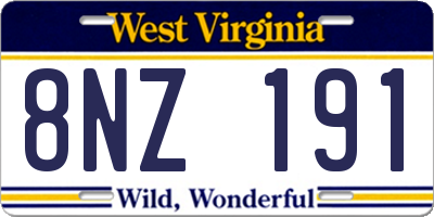 WV license plate 8NZ191