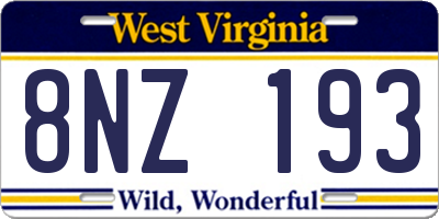 WV license plate 8NZ193