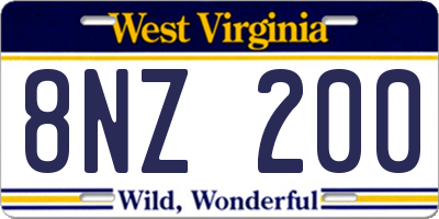 WV license plate 8NZ200