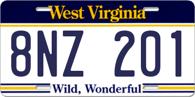 WV license plate 8NZ201