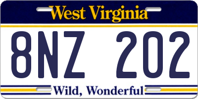 WV license plate 8NZ202