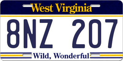 WV license plate 8NZ207
