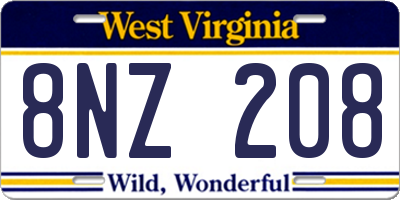 WV license plate 8NZ208