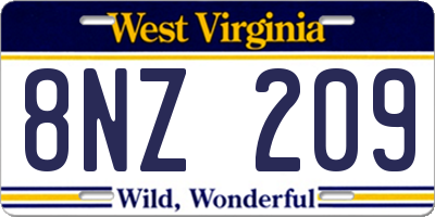 WV license plate 8NZ209